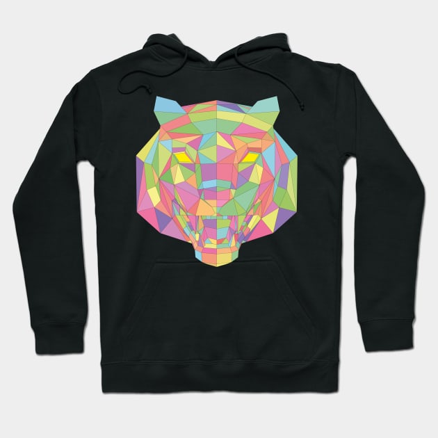 Multicolored Low Poly Tiger Head, mosaic tiger (art2) Hoodie by 3DVictory